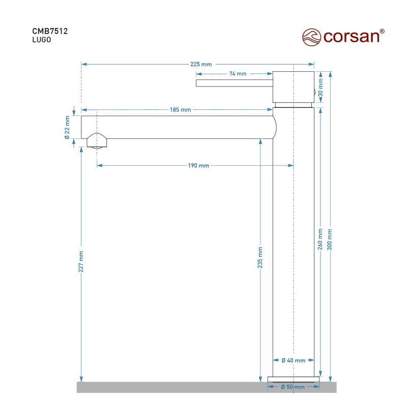 Bateria umywalkowa wysoka Corsan Lugo CMB7512