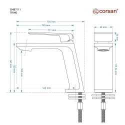 Bateria umywalkowa Corsan TRINO CMB7111 | 2 kolory