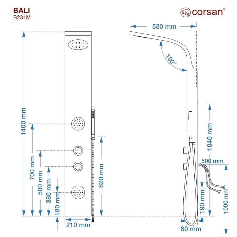 Panel prysznicowy Corsan Bali – bambusowy prysznic z klasą