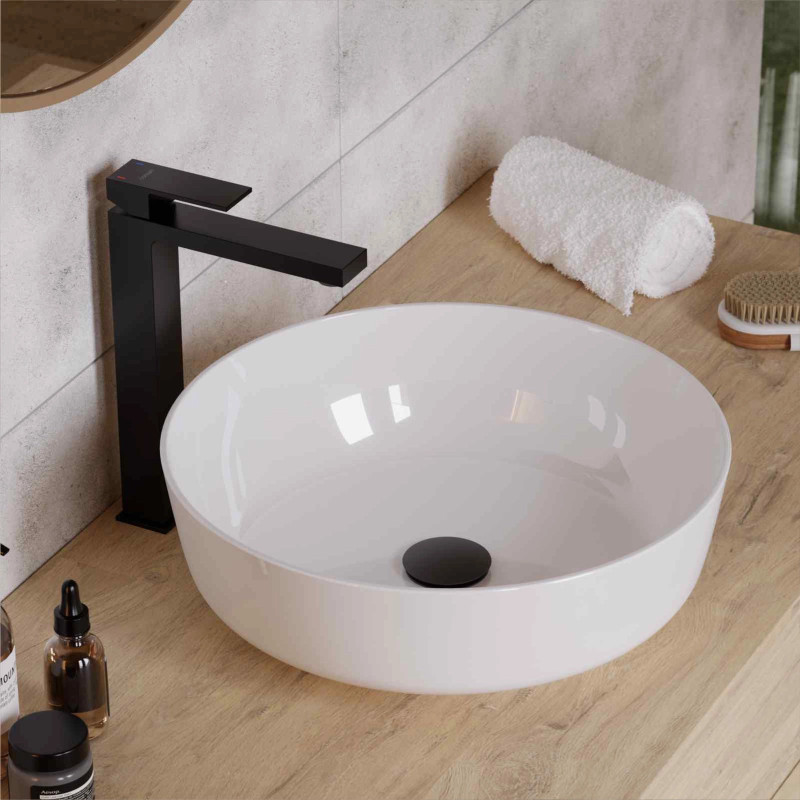 Okrągła umywalka nablatowa Corsan LUGO UC9988, ceramiczna