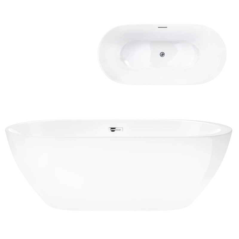 Akrylowa wanna wolnostojąca Corsan RENO z półką, 2 rozmiary