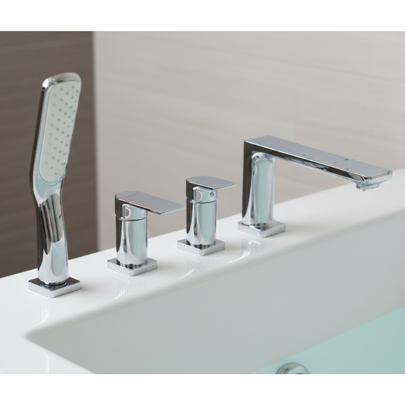 Bateria wannowa 4-otworowa TRINO CMB7142 czarna/chrom