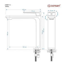 Bateria umywalkowa wysoka TRINO CMB7112 | Corsan