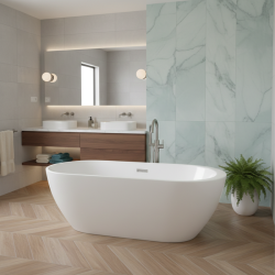 Akrylowa wanna wolnostojąca Corsan RENO z półką, 2 rozmiary
