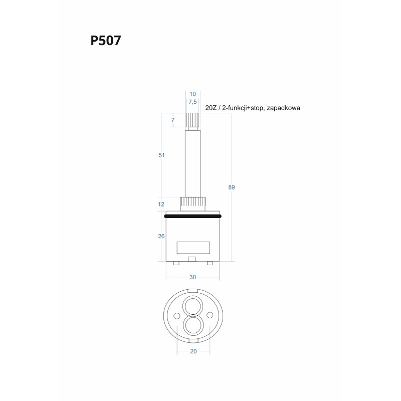 Dvoufunkční kartuše + STOP pro podomítkovou baterii 89 mm P507