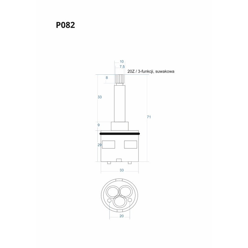 Třífunkční posuvná kartuše 71 mm P082