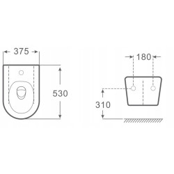 Závěsný bidet INTERO BS01, keramický