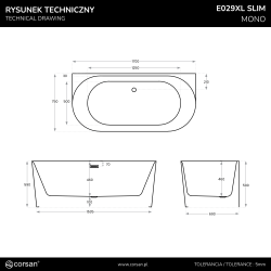 Přístěnná vana MONO E029 SLIM