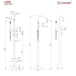 Freistehende Badewannenarmatur Lugo CMB7560