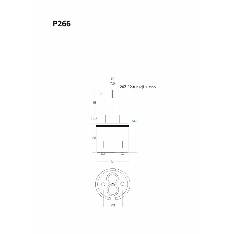 Zweifunktions‑Mischkartusche mit Stop P266