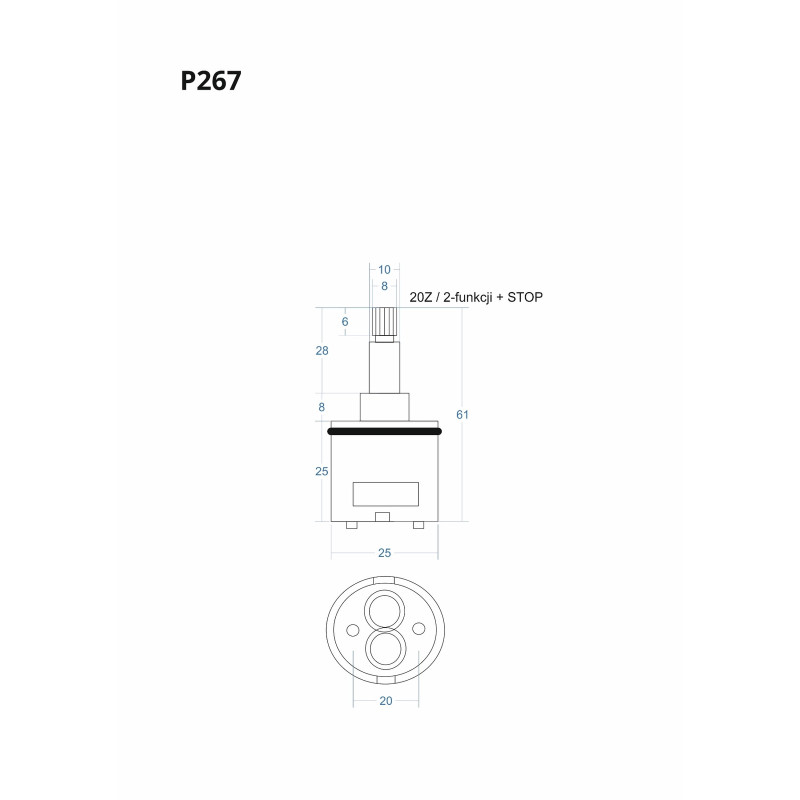 Zweifunktions‑Mischkartusche + STOP 61 mm – Corsan P267