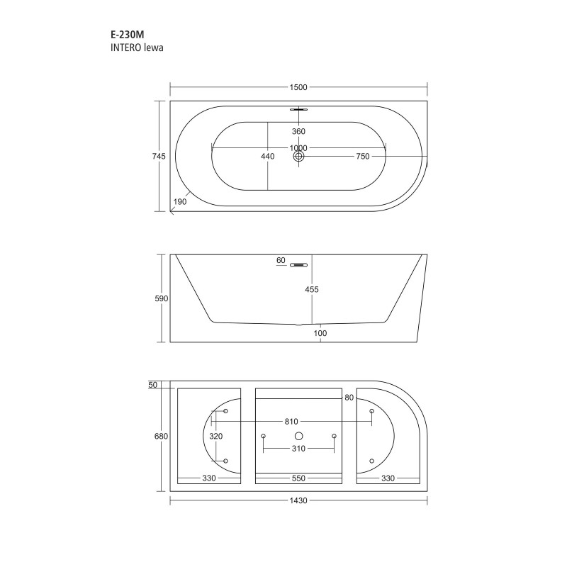 Eckbadewanne INTERO E230 links