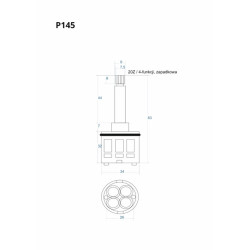 Vierfunktions‑Rastkartusche 83 mm P145