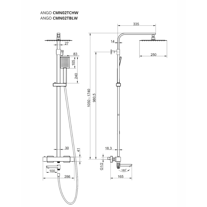 Duschsäule ANGO CMN02