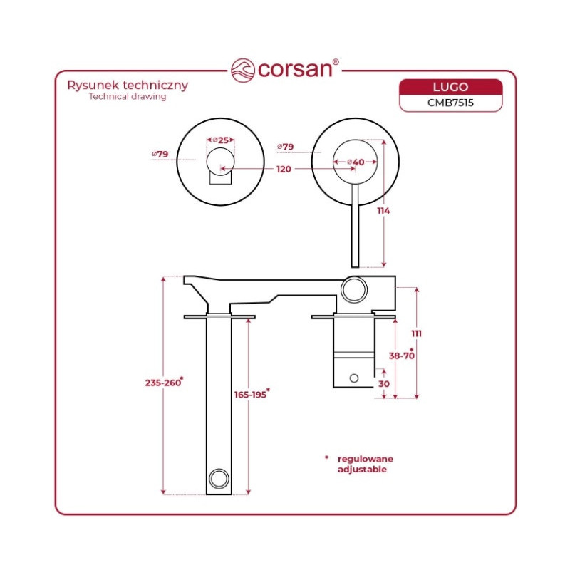 LUGO CMB7515 Concealed Basin Mixer Tap