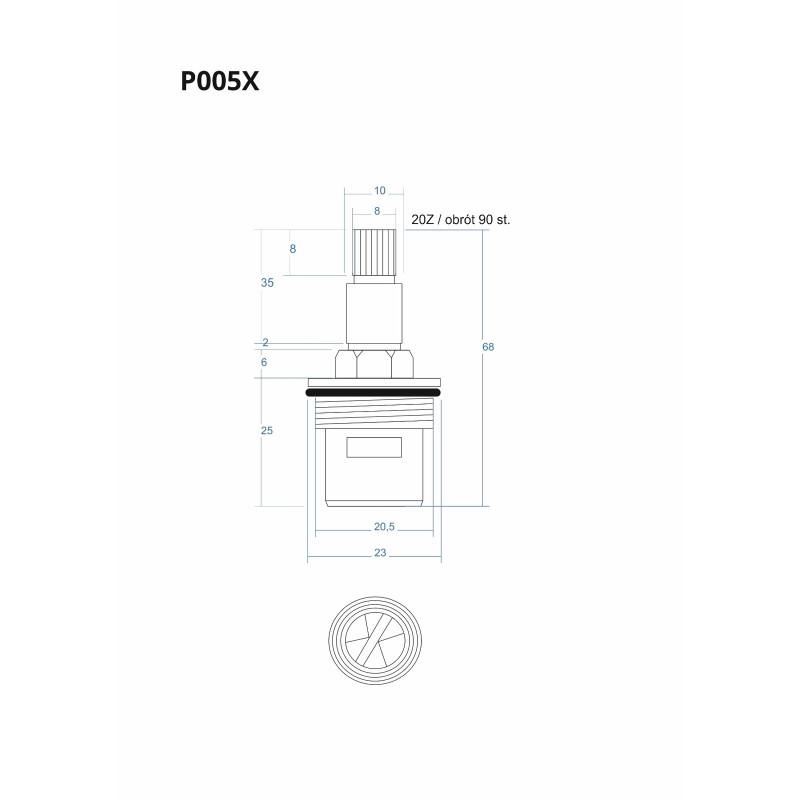 P005X ON/OFF Function Cartridge 68 mm