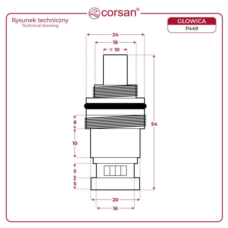 P449 ON/OFF Function Cartridge for Concealed Mixers 54 mm
