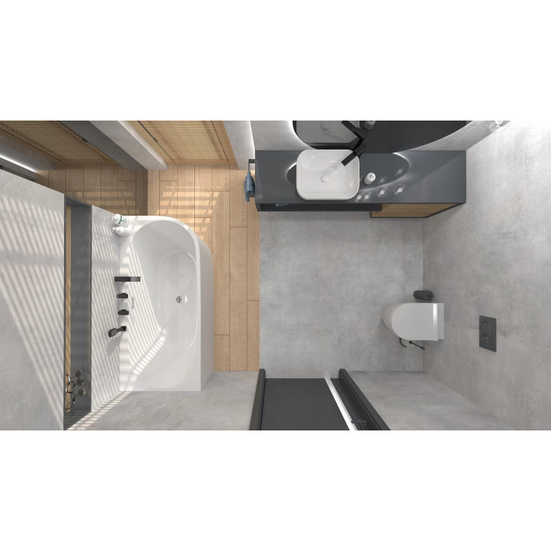 INTERO E240 Left Corner Bathtub with Wide Rim