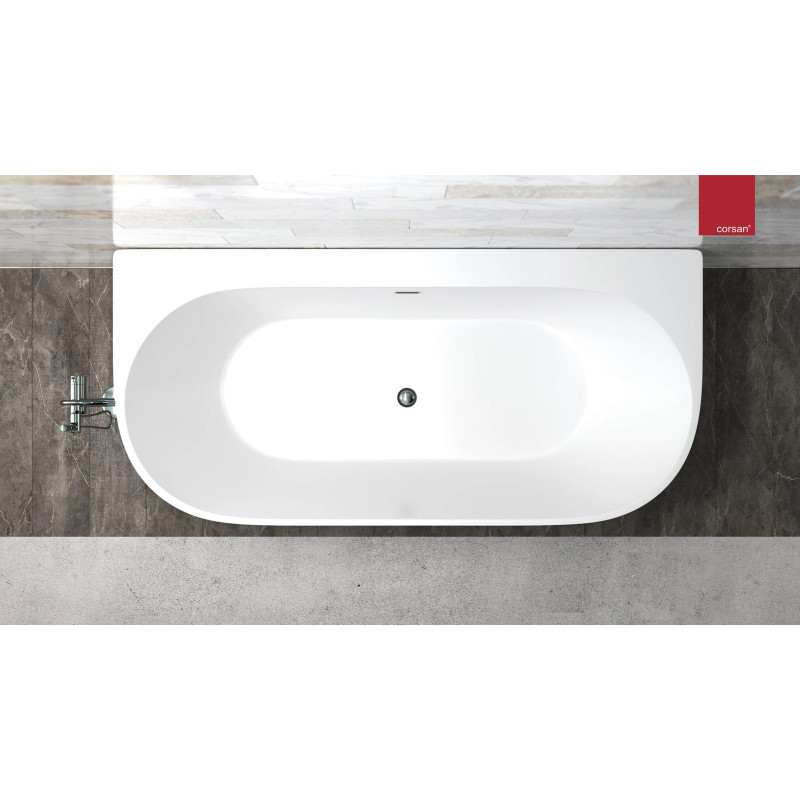 MONO E030 Back‑to‑Wall Bathtub with Wide Rim