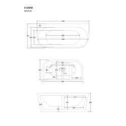 MONO E030 Back‑to‑Wall Bathtub with Wide Rim