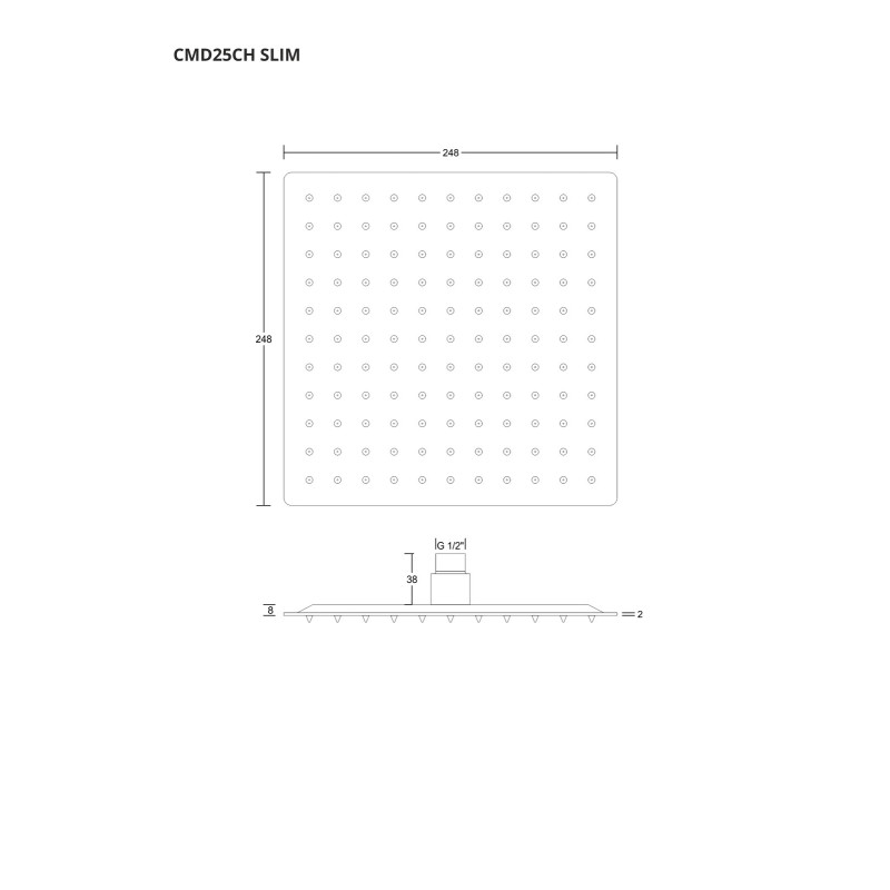 CMD25 SLIM Square Shower Head 25 cm