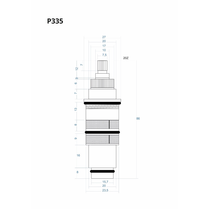 P335 Thermostatic Cartridge 86 mm