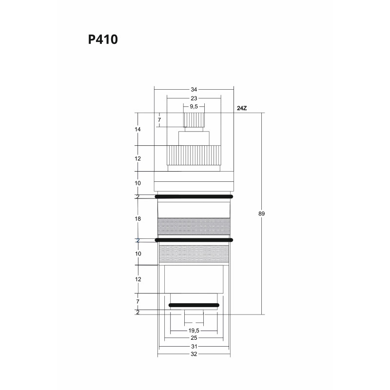 P410 Thermostatic Cartridge 89 mm