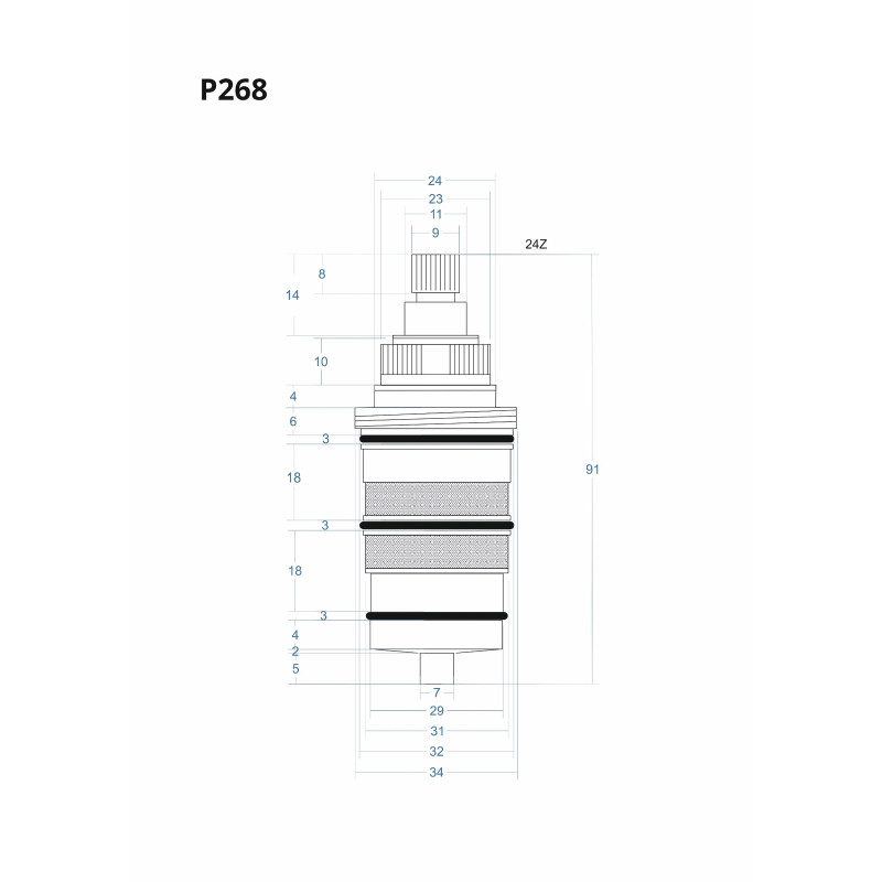 P268 Thermostatic Cartridge 91 mm