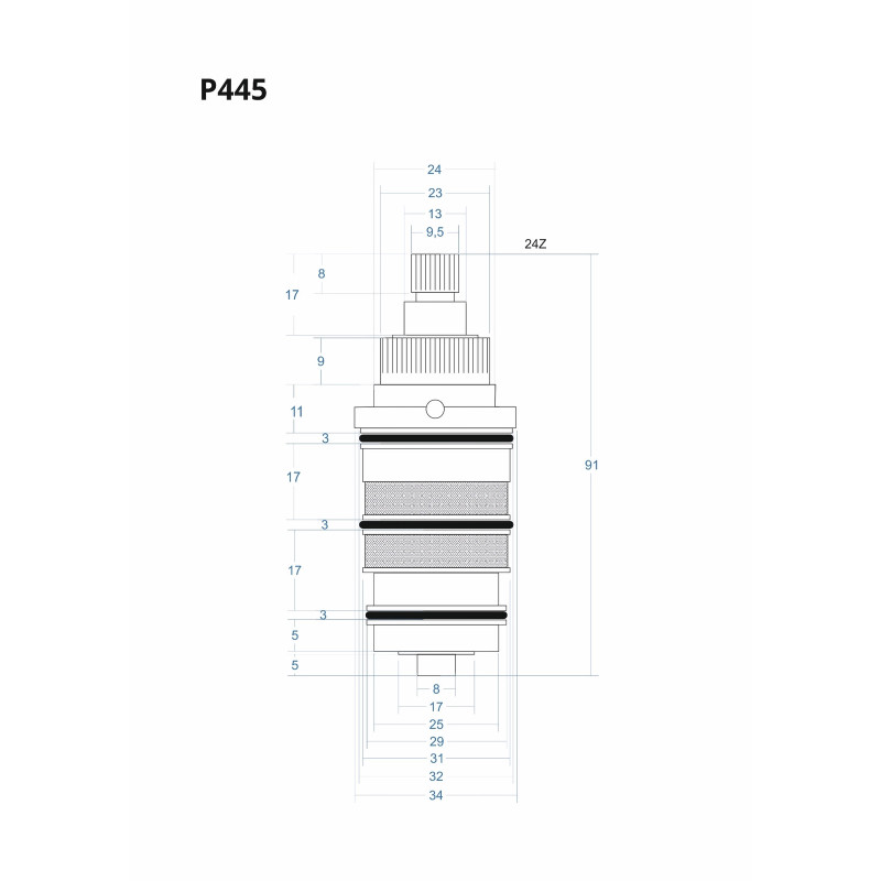 P445 Thermostatic Cartridge for Concealed Mixer 91 mm