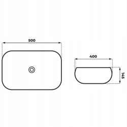 MONO UC5597 Countertop Rectangular Basin 50×40×14 cm