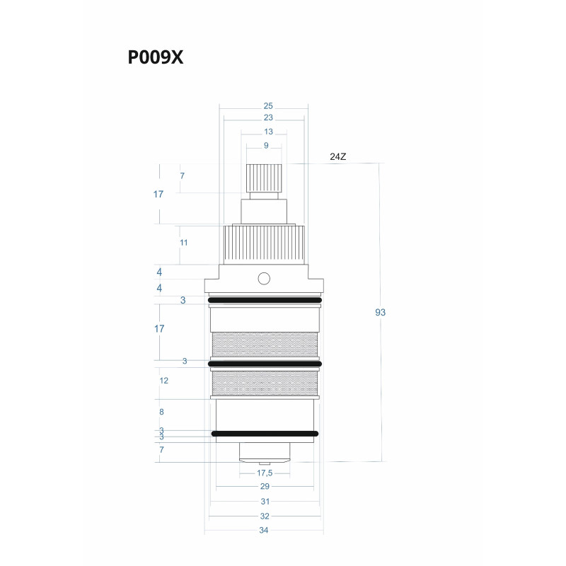 P009X Thermostatic Cartridge 93 mm
