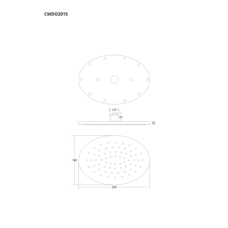 CMDO2015CH Oval Shower Head 20 cm