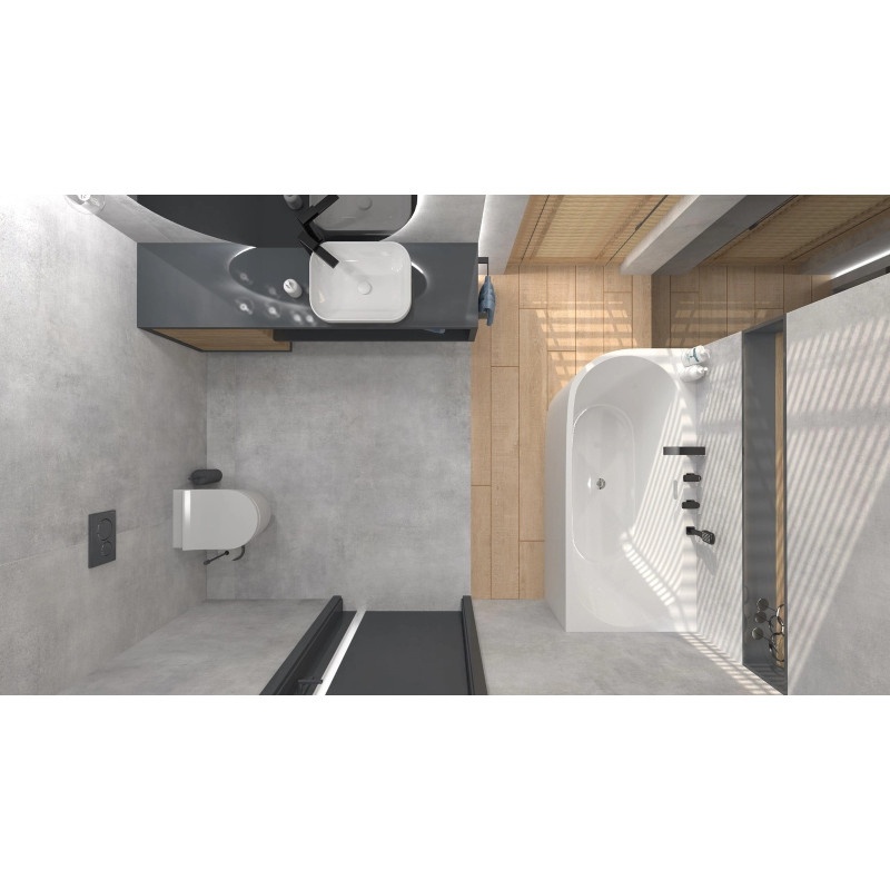 INTERO E240 Right Corner Bathtub with Wide Rim