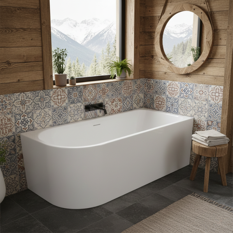 INVELIA V220 Right Corner Bathtub for Installation with Shower Screen