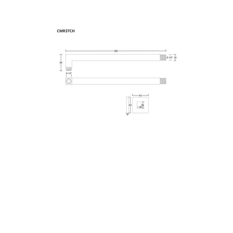 Nástenné rameno pre sprchu CMR37, 37 cm